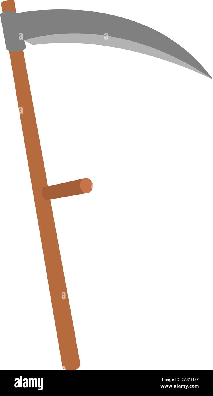 Scythe, Illustration, Vektor auf weißem Hintergrund. Stock Vektor
