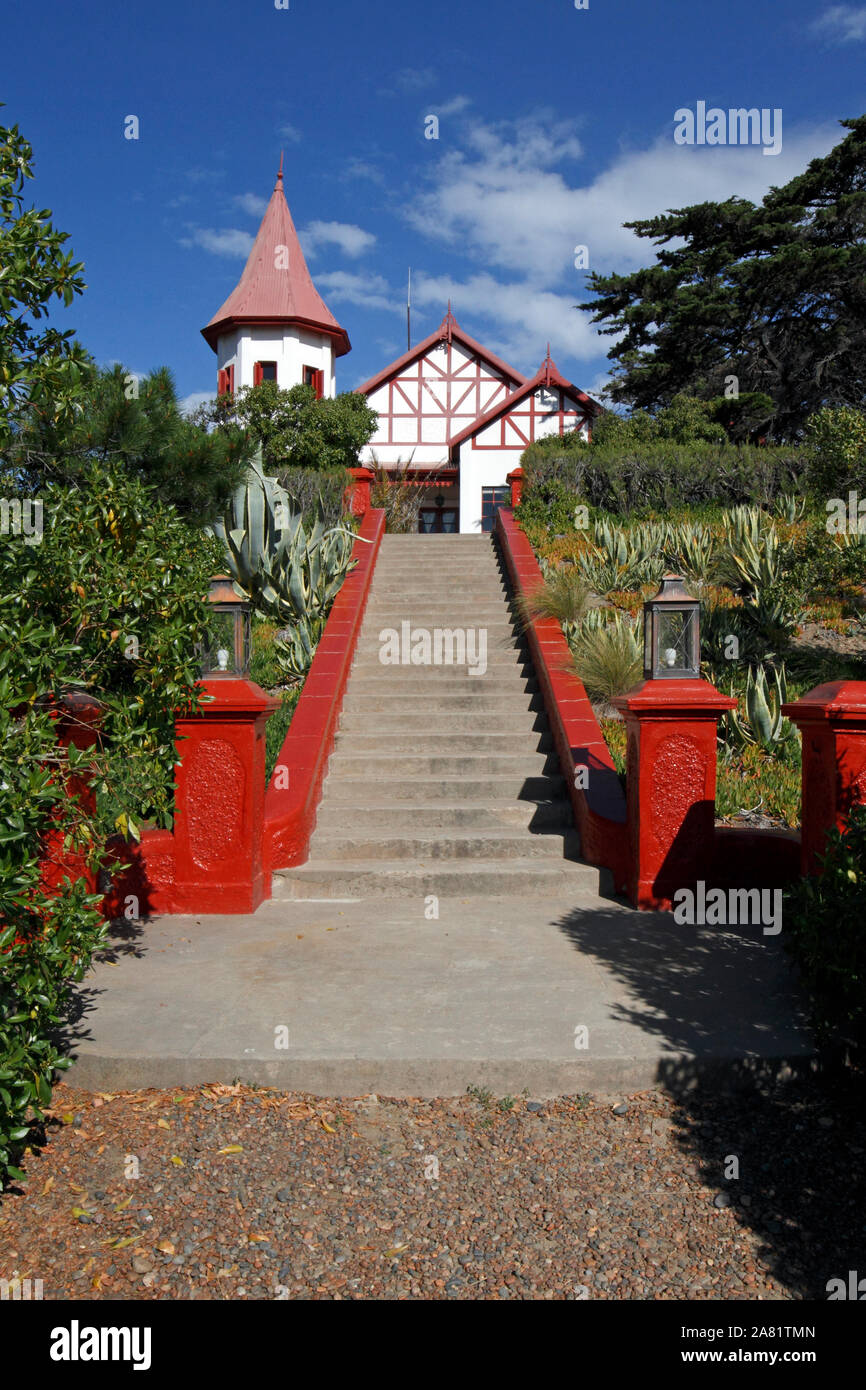 El Pedral Lodge, in der Nähe von Puerto Madryn, Provinz Chubut, Patagonien, Argentinien. Heiligtum des Vereins Global Pinguin. Außen Stockfoto