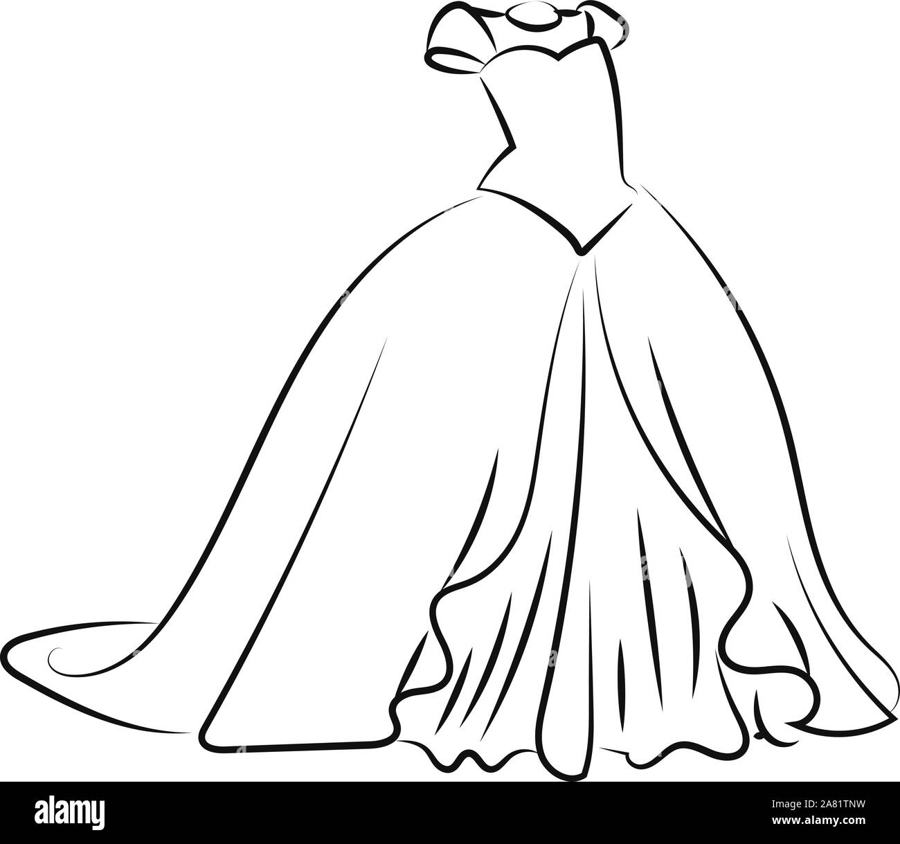 Kleid Skizze, Illustration, Vektor auf weißem Hintergrund. Stock Vektor