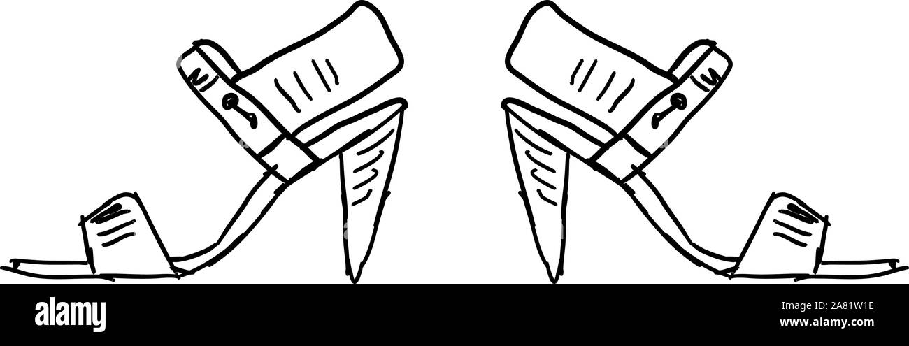 Kegel ferse Skizze, Illustration, Vektor auf weißem Hintergrund. Stock Vektor