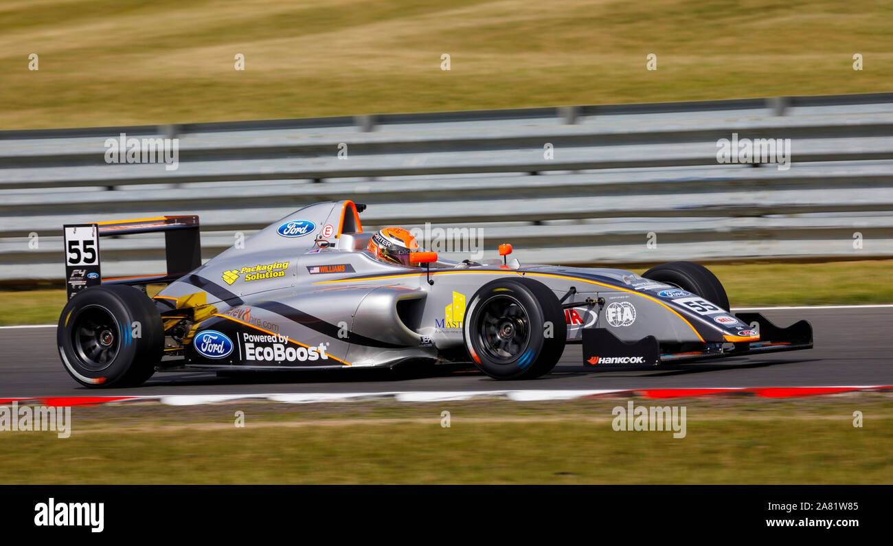 Carter Williams in seinem jhr Entwicklungen Formel 4 Ford Ecoboost Einsitzer in der BTCC 2019 Treffen in Snetterton, Norfolk, Großbritannien. Stockfoto