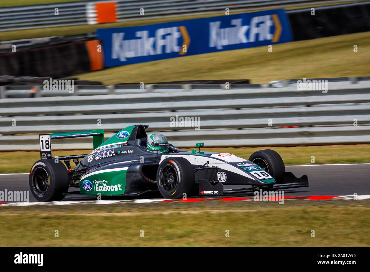 Reema Juffali in seinem jhr Entwicklungen Formel 4 Ford Ecoboost Einsitzer in der BTCC 2019 Treffen in Snetterton, Norfolk, Großbritannien. Stockfoto