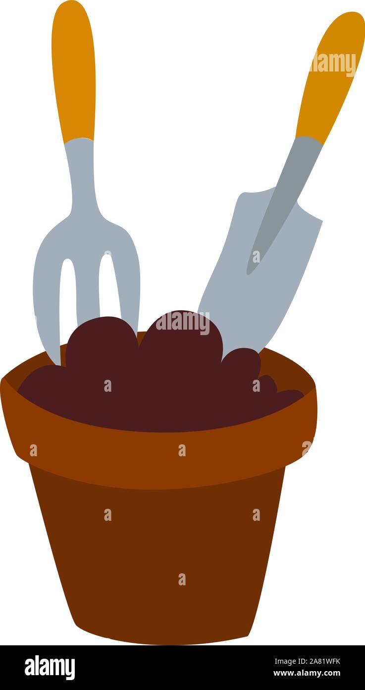 Garten Zubehör, Illustration, Vektor auf weißem Hintergrund. Stock Vektor