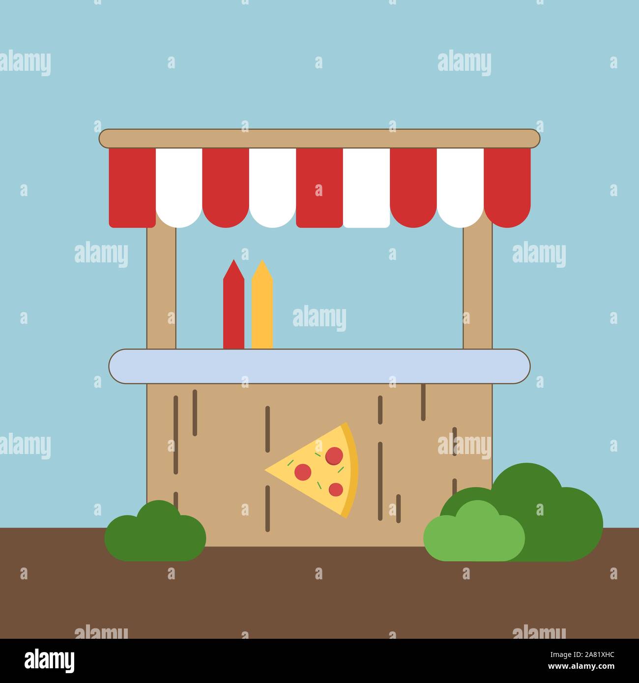 Little Shop, Illustration, Vektor auf weißem Hintergrund. Stock Vektor