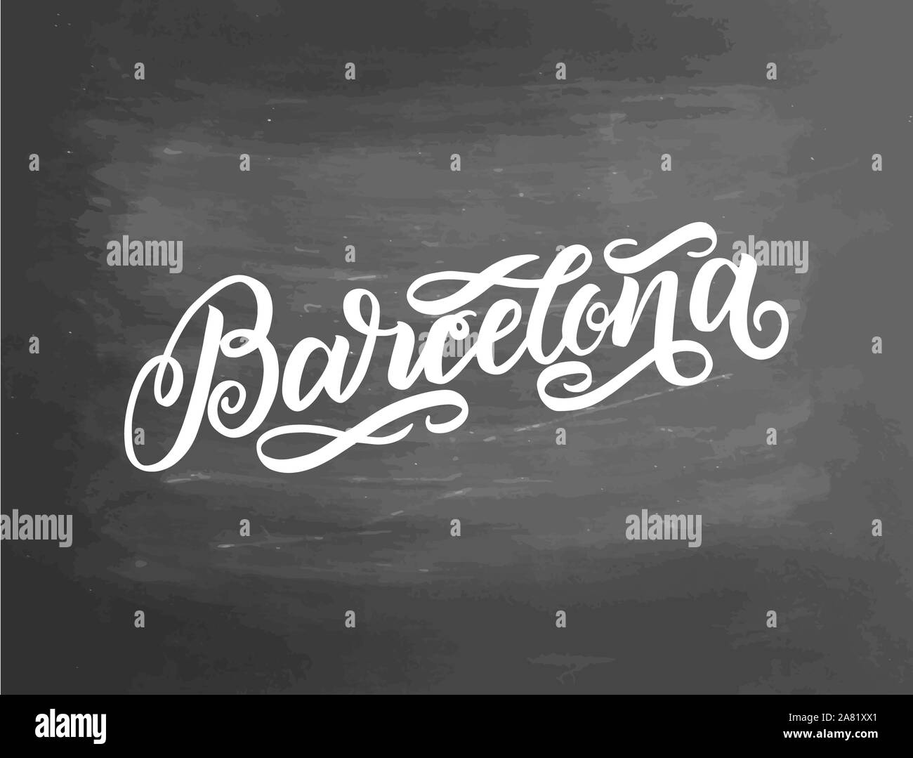 Handgeschriebene Namen der Stadt. Hand beschriftete Pinsel Kalligraphie. Barcelona. Handgefertigte Bürste handlettering. Abbildung. Tafel Schriftzug Poster. Stockfoto