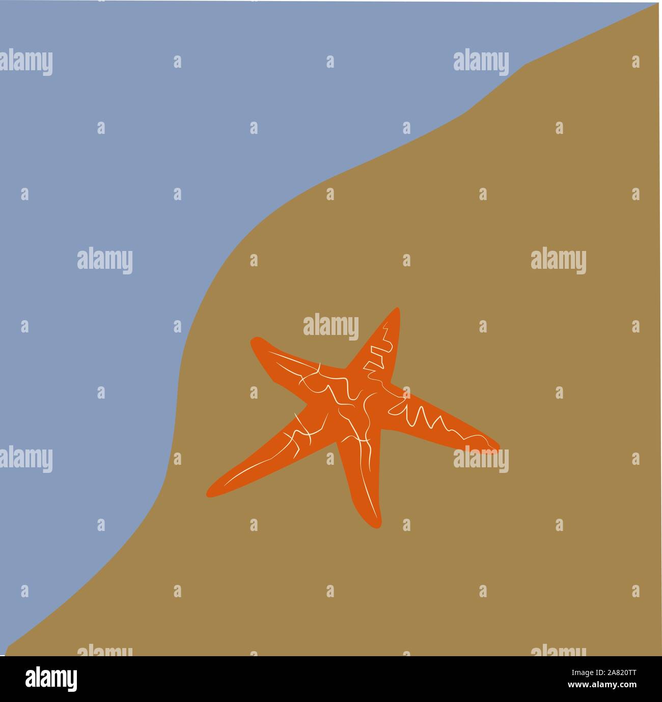 Seastar am Strand, Illustration, Vektor auf weißem Hintergrund. Stock Vektor