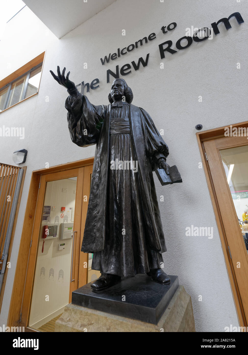 Charles Wesley Statue, neue Zimmer, Broadmead, Bristol, UK Die ältesten methodistischen Kapelle in der Welt Stockfoto
