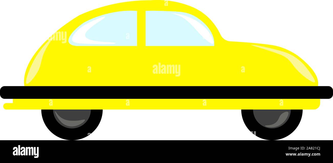 Gelbes Auto, Illustration, Vektor auf weißem Hintergrund. Stock Vektor