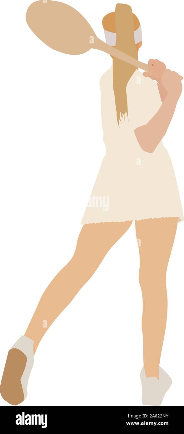 Mädchen mit Tennisschläger, Illustration, Vektor auf weißem Hintergrund. Stock Vektor