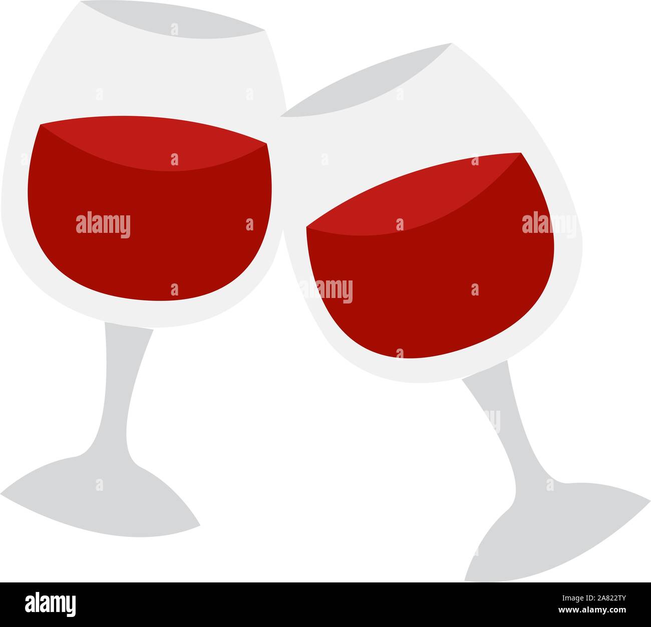 Zwei Gläser Wein, Illustration, Vektor auf weißem Hintergrund. Stock Vektor