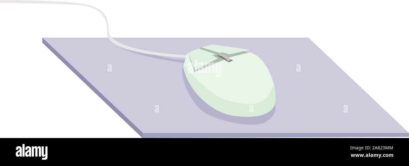 Maus auf Mousepad, Illustration, Vektor auf weißem Hintergrund. Stock Vektor