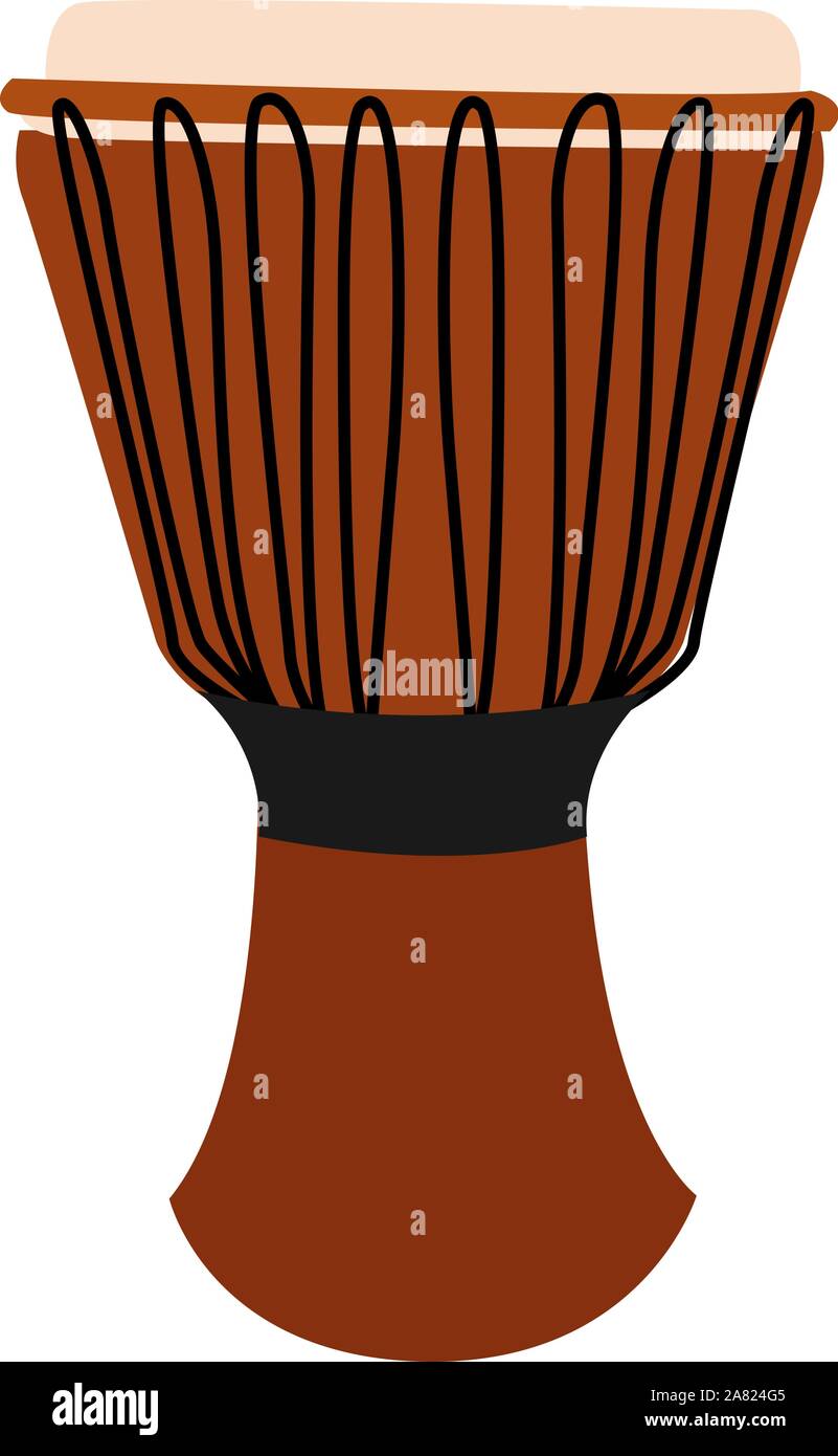 Orange djembe, Illustration, Vektor auf weißem Hintergrund. Stock Vektor