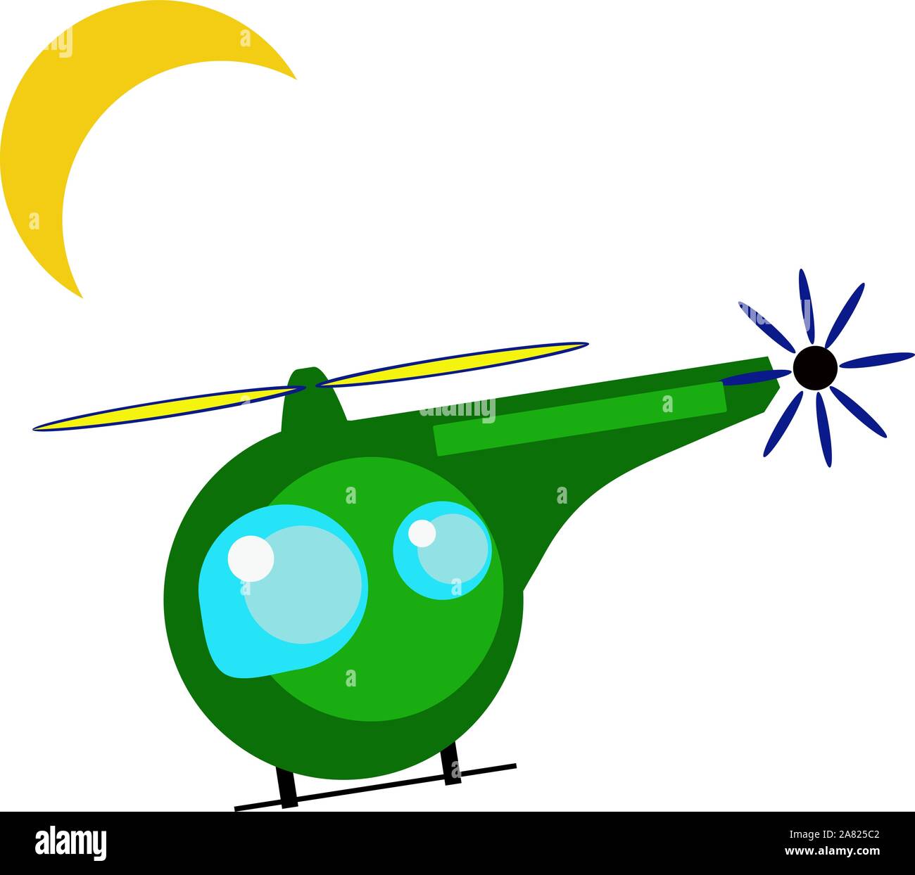 Hubschrauber fliegen, Illustration, Vektor auf weißem Hintergrund. Stock Vektor