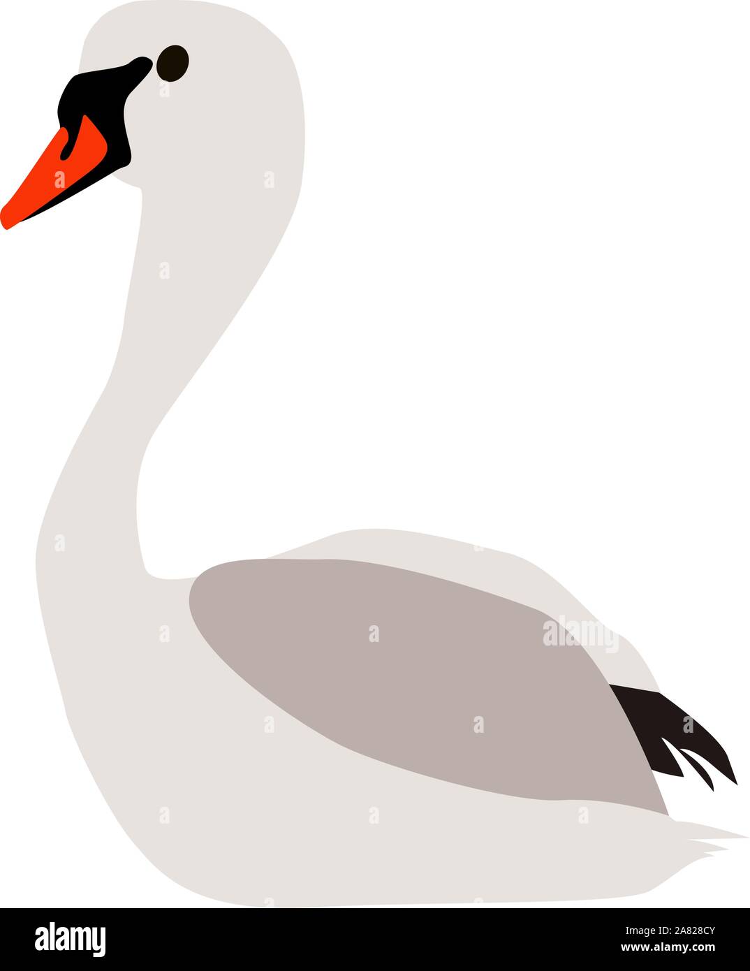 White Swan, Illustration, Vektor auf weißem Hintergrund. Stock Vektor