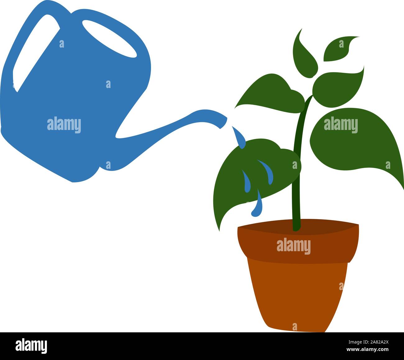 Bewässerung pflanzen, Illustration, Vektor auf weißem Hintergrund. Stock Vektor