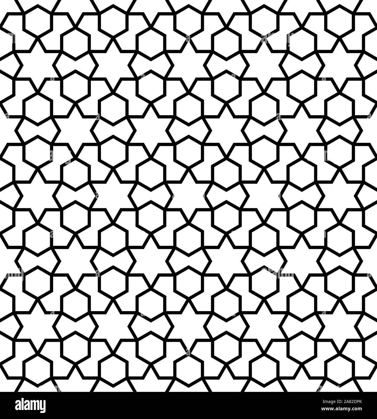Nahtlose geometrische Verzierung auf traditionelle arabische Kunst. muslimischen Mosaik. Schwarze und Weiße Linien. Tolles Design für Stoff-, Textil-, Abdeckung, Geschenkpapier, Stock Vektor