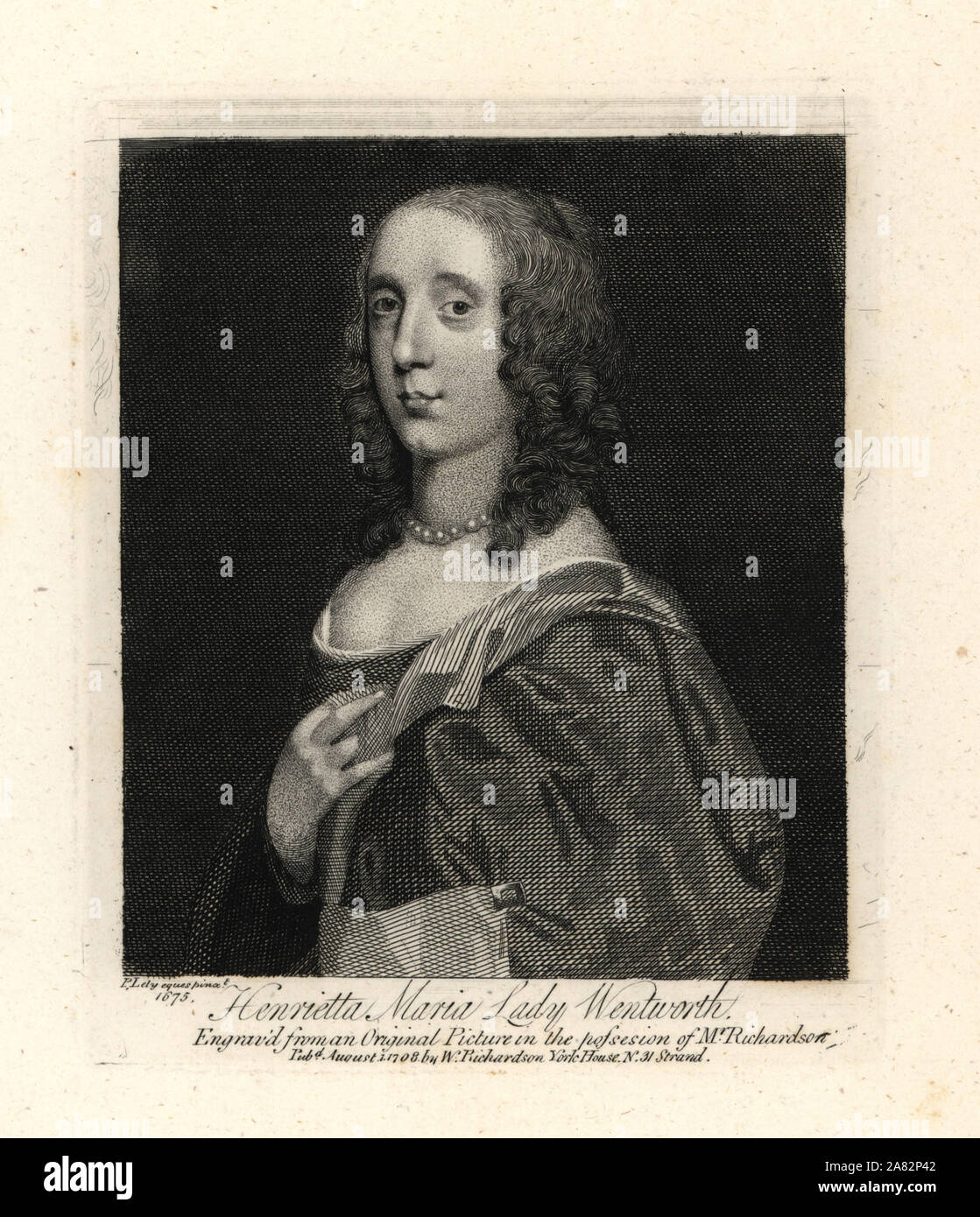 Henrietta Maria im Alter von 15, 6 Lady Wentworth, später Herrin der Herzog von Monmouth, 1660-1686. Kupferstich nach einem Porträt von Sir Peter Lely aus BIOGRAPHISCHEN Geschichte William Richardson's Porträts illustrieren Grangers von England, London, 1792 - 1812. James Granger (1723-1776) war ein englischer Pfarrer, Biograf und Drucken Sammler. Stockfoto