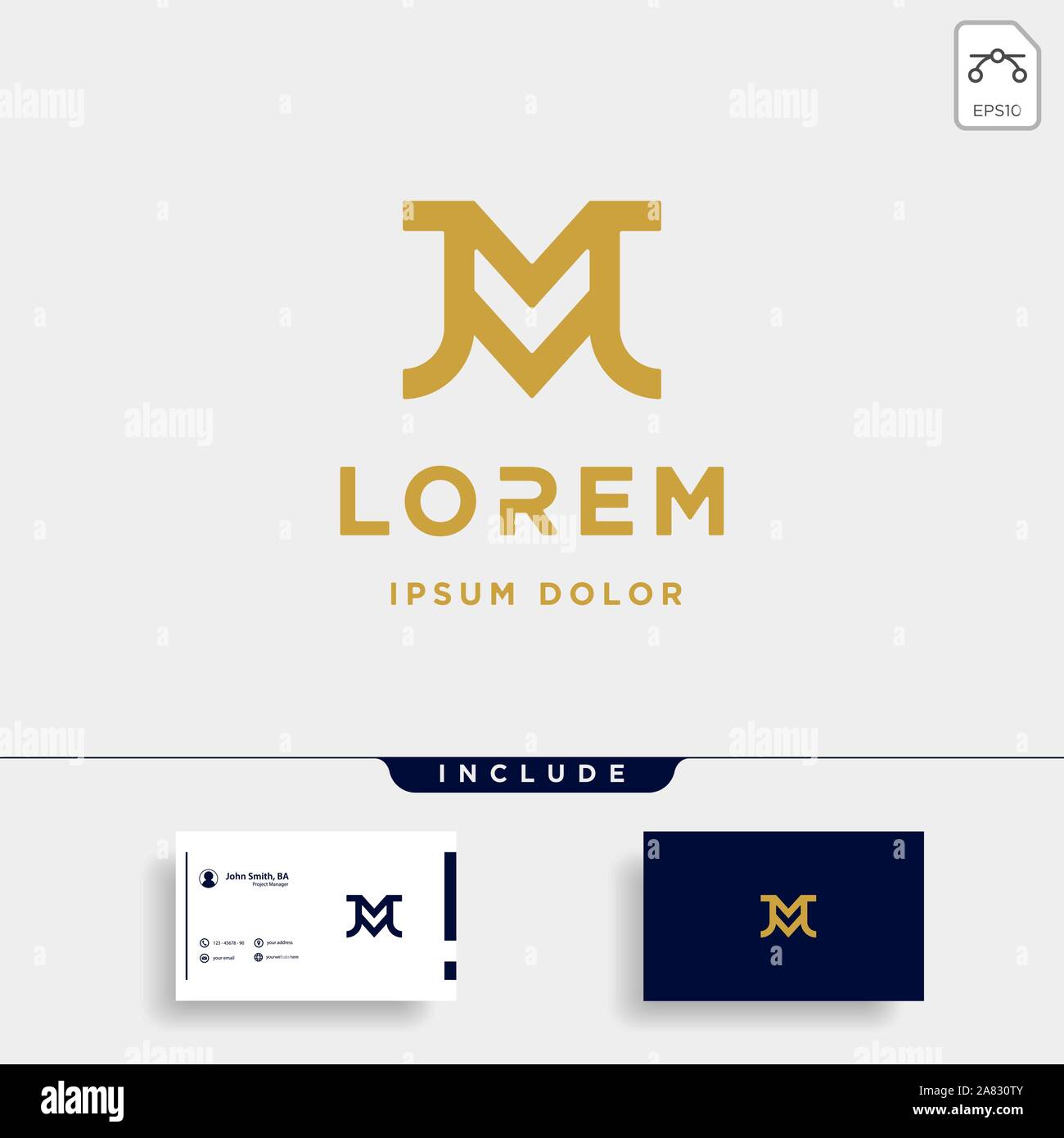 Schreiben JM MJ M J Monogramm Logo Design Minimal Stock Vektor
