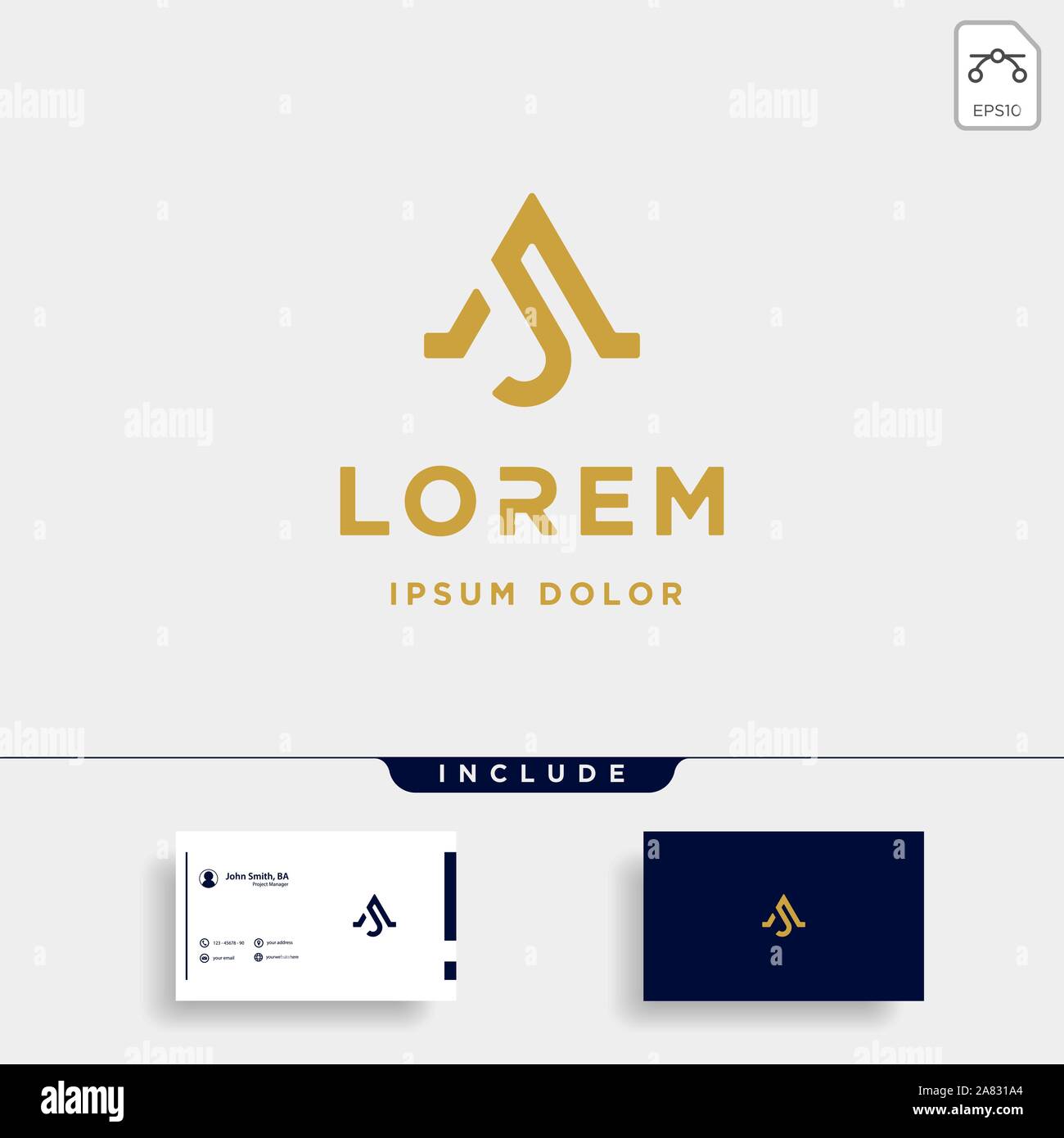 Brief JA AJ ein Monogramm Logo Design minimaler Symbol Stock Vektor