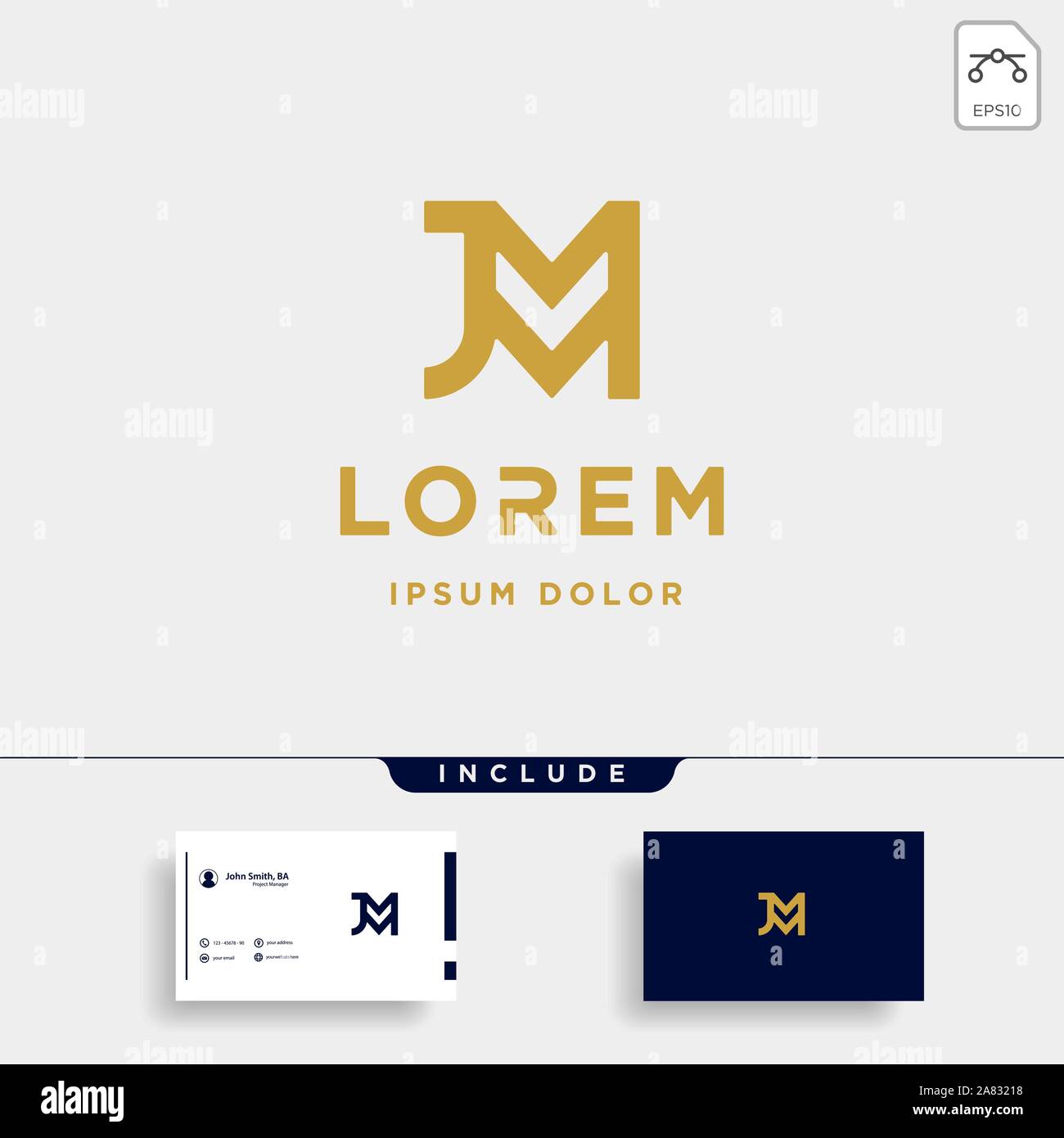 Schreiben JM MJ M J Monogramm Logo Design Minimal Stock Vektor