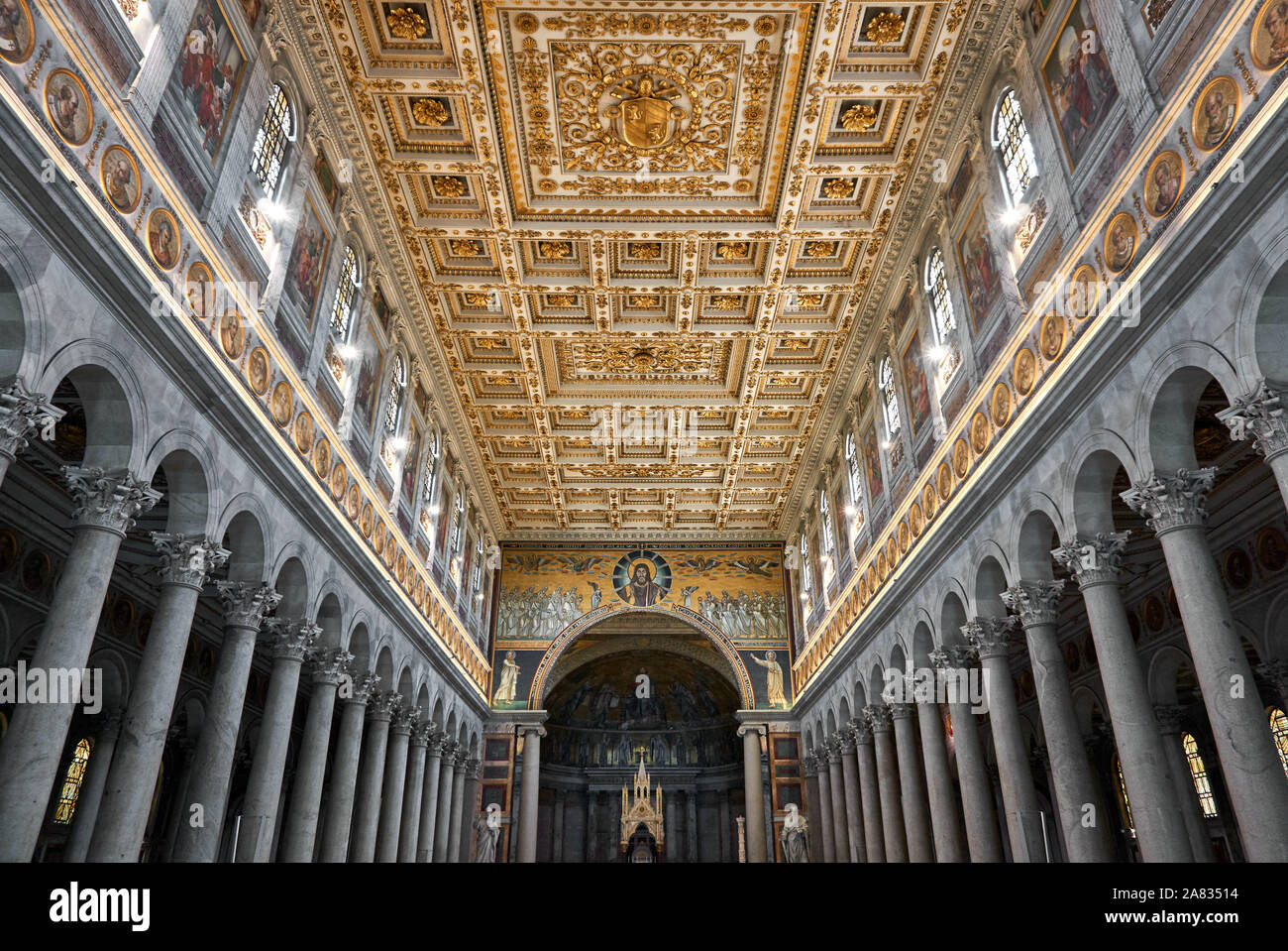 Basilika St. Paul vor den Mauern Papale Basilika San Paolo fuori le Mura, Rom, Italien Stockfoto