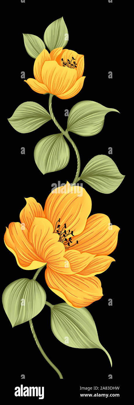 Die Blätter und Blumen für die Hochzeit Grußkarte, Textil- und Digitaldruck Abbildung Stockfoto