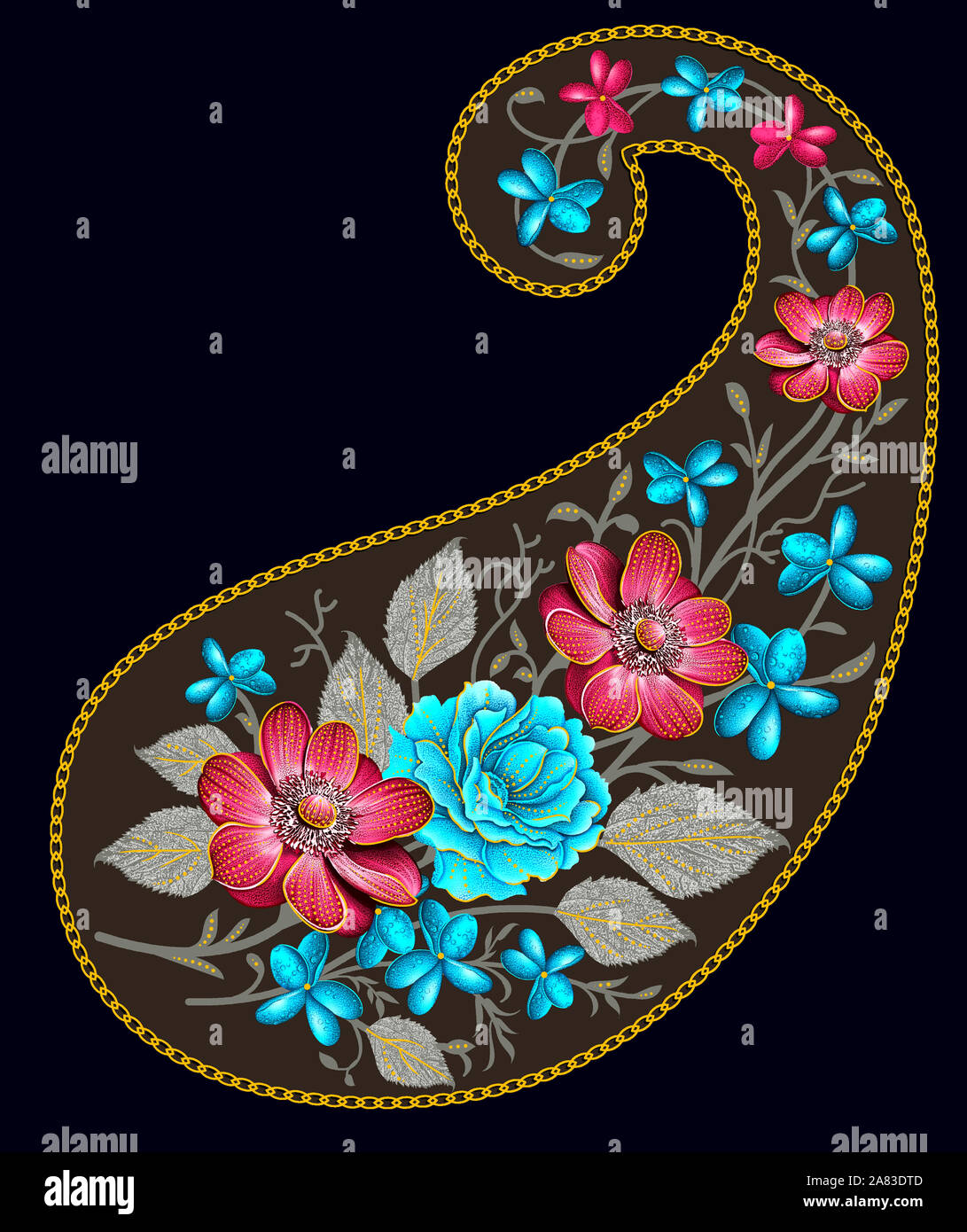 Traditionelle paisley Motiv eleganten Blumen Blumenstrauß mit Hintergrund Stockfoto