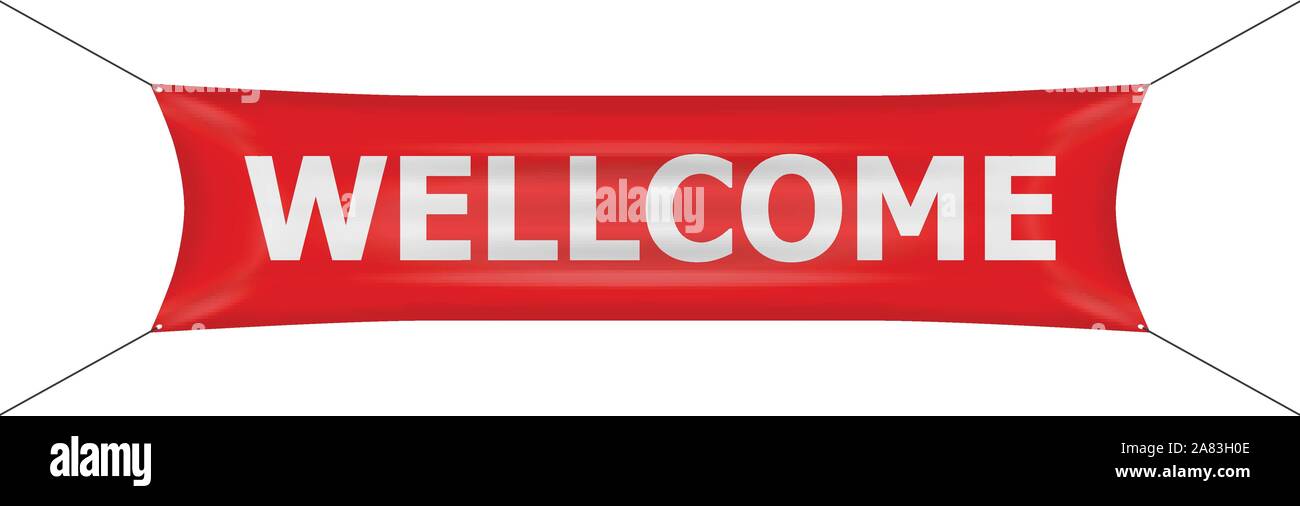 Banner Willkommen auf einem weißen Hintergrund. Stock Vektor