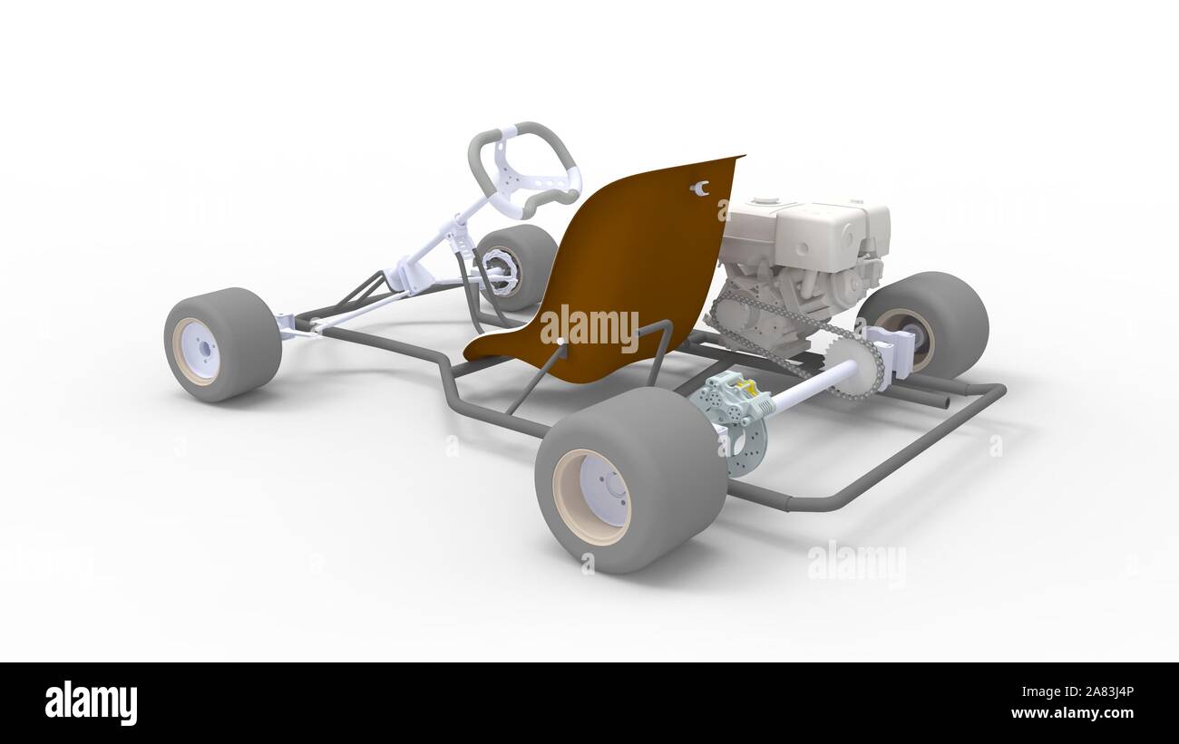 3D-Rendering für eine go kart in Weiß studio Hintergrund isoliert Stockfoto