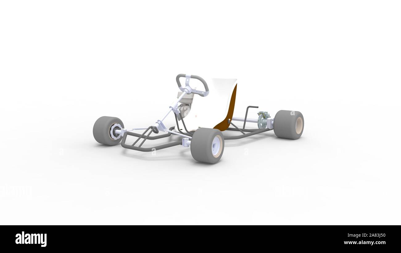 3D-Rendering für eine go kart in Weiß studio Hintergrund isoliert Stockfoto