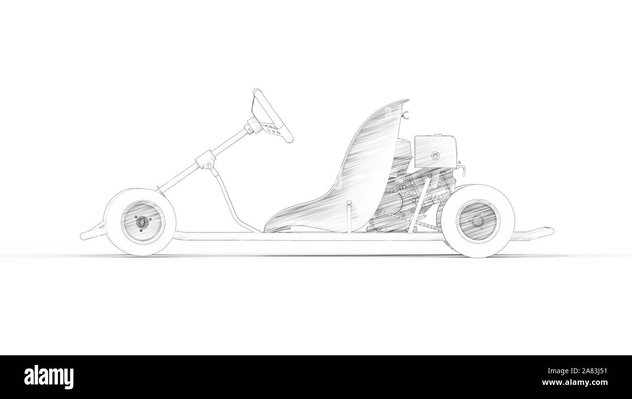 3D-Rendering für eine go kart in Weiß studio Hintergrund isoliert Stockfoto