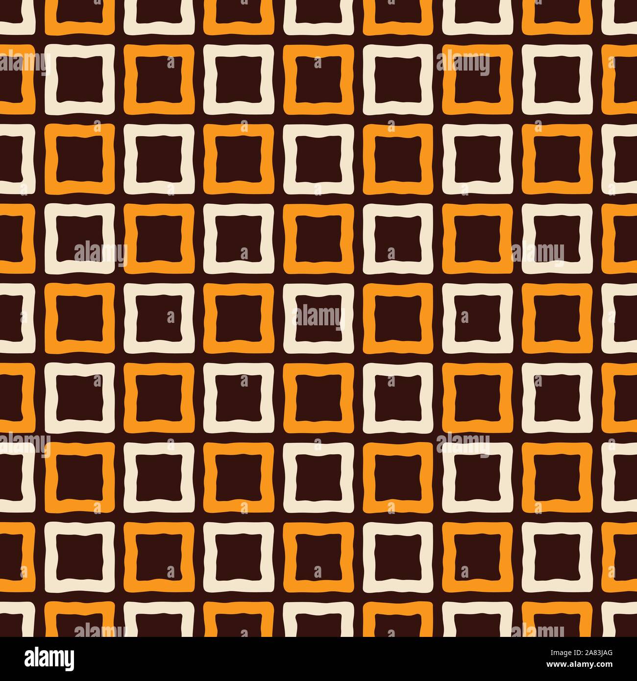 Zusammenfassung nahtlose Muster von Hand gezeichneten Quadrate. Pinselstriche. Geometrische Formen Ornament. Farbe vector Hintergrund. Stock Vektor