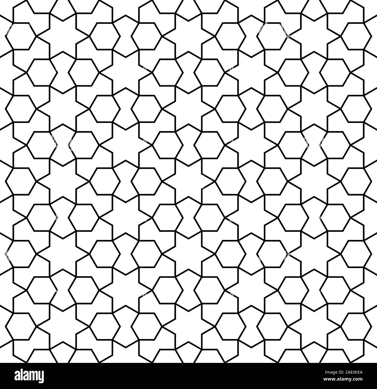 Nahtlose geometrische Verzierung auf traditionelle arabische Kunst. muslimischen Mosaik. Schwarze und Weiße Linien. Tolles Design für Stoff-, Textil-, Abdeckung, Geschenkpapier, Stock Vektor