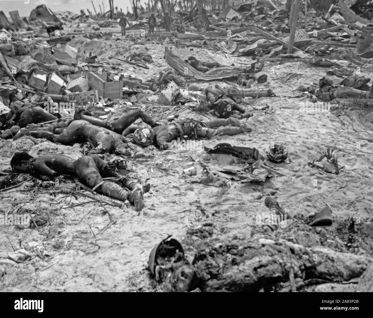Weltkrieg Foto - viele Tote japanische Truppen Tarawa Stockfoto