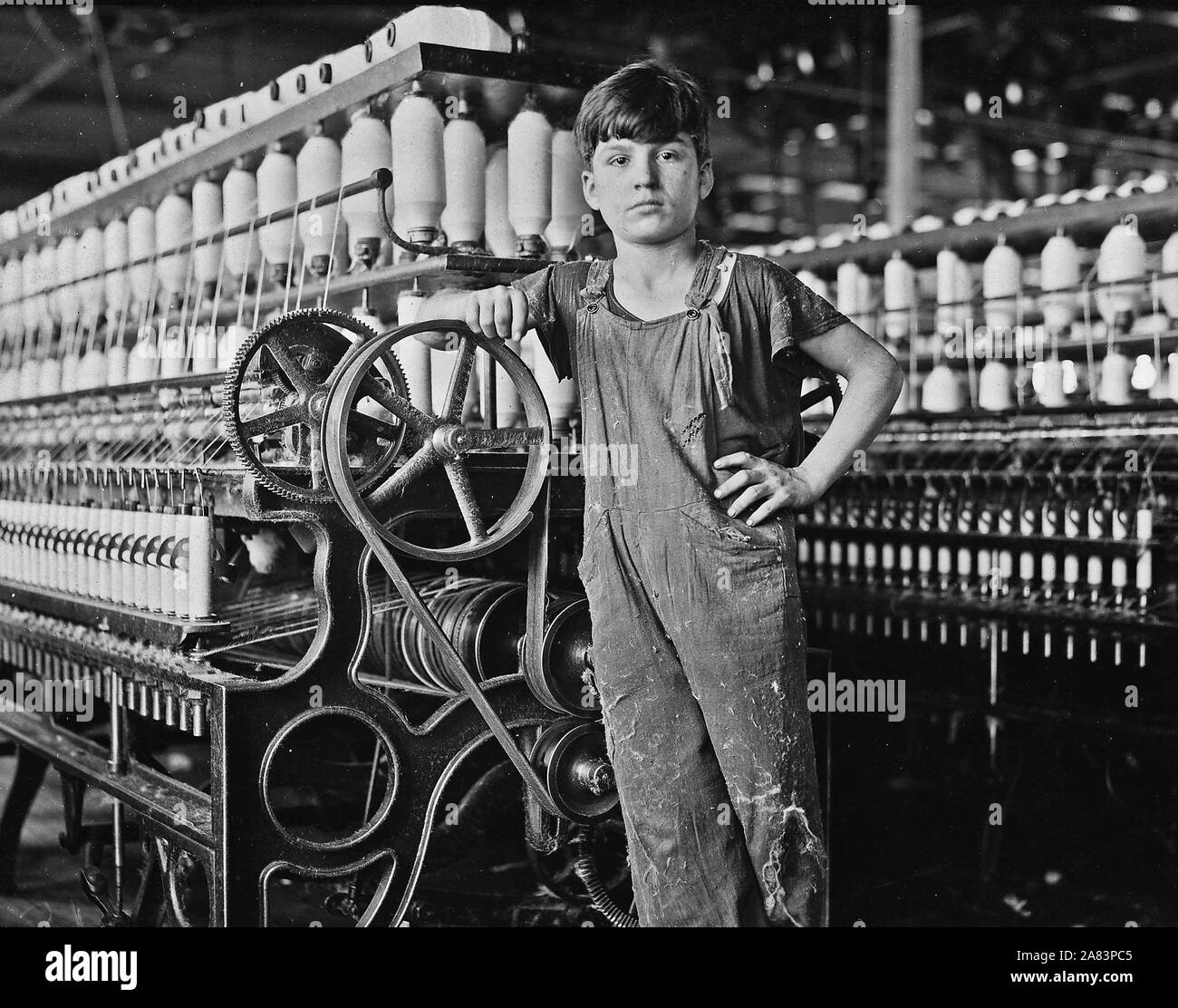 Maschine ist Stanislaus Beauvais, arbeitete im Spinningraum für zwei Jahre, Oktober 1911 Stockfoto