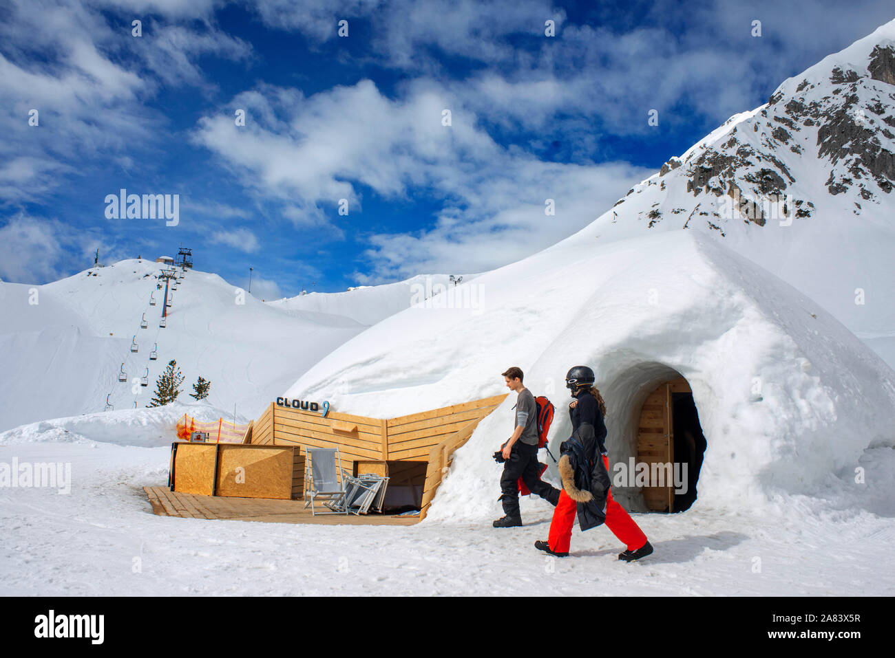 Der Nordkette Sky Resort Berge und Skipisten in der Nähe von Innsbruck Tirol Österreich Stockfoto