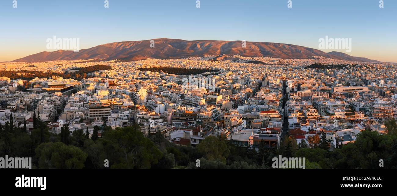 Panorama von Athen, von der Akropolis, Skyline von Griechenland Stockfoto