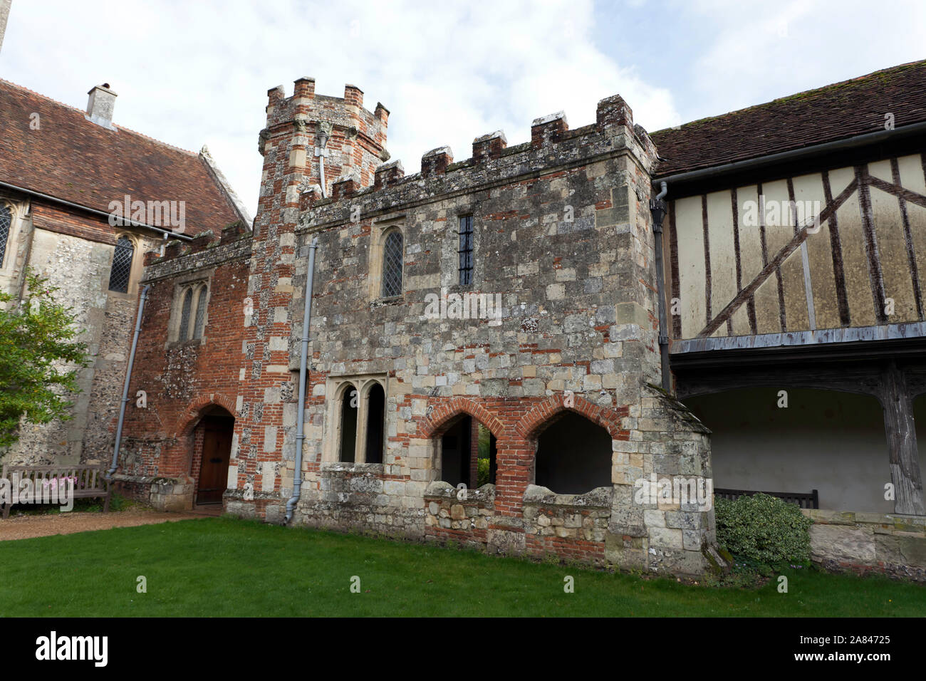 In der Nähe der Eingang in die Ambulante, im Krankenhaus von Hl. Kreuz, Winchester, Hampshire, England Stockfoto