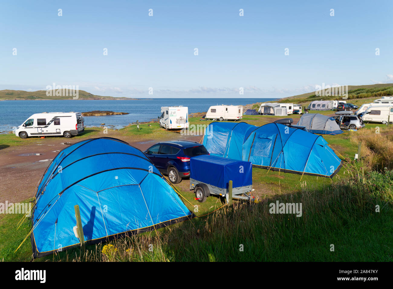 Port a Baigh Campingplatz in der Nähe von Achiltibuie, North West Schottland Stockfoto