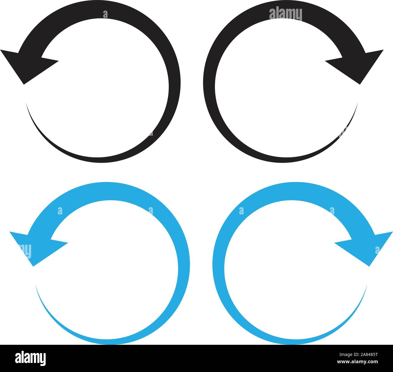 Symbol Pfeil auf weißem Hintergrund lösen. Symbol Pfeil auf weißem Hintergrund wiederholen. Richtung Pfeilsymbol. Stock Vektor