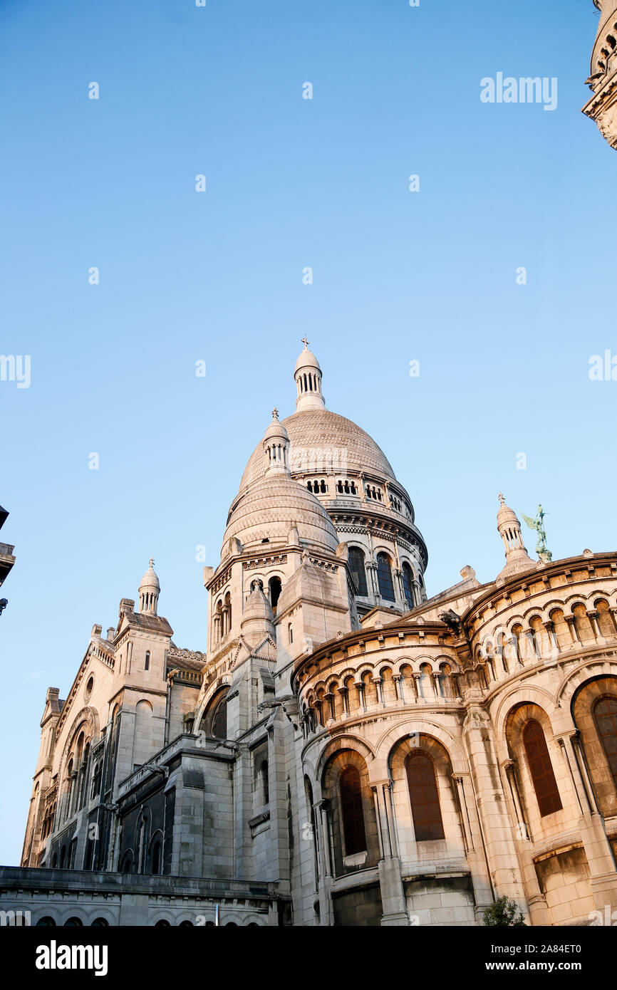 Sonnenaufgang in Montmartre, Sacré Coeur, Paris Stockfoto