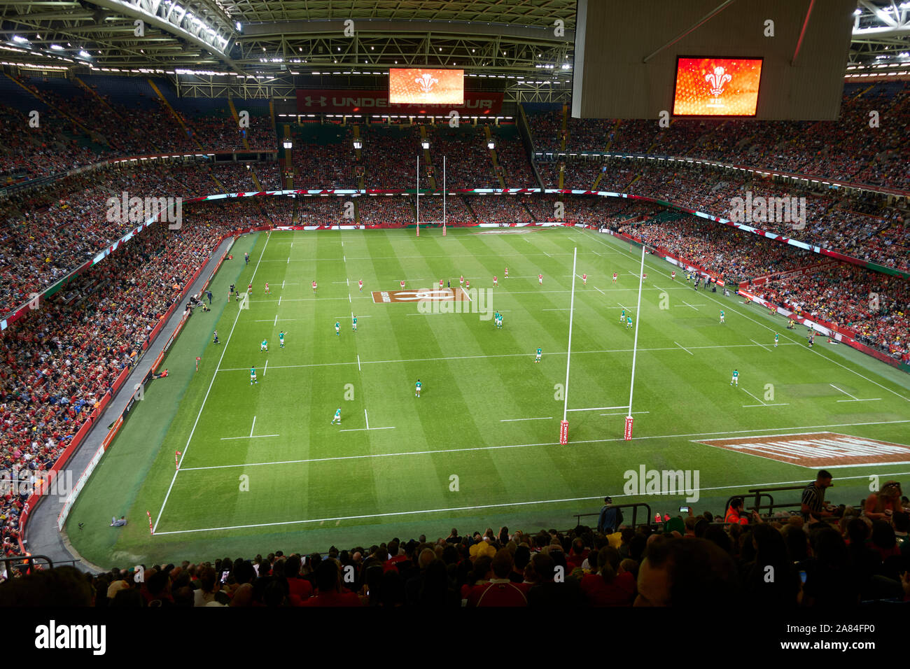 Wales gegen Irland vor 2019 Rugby World Cup in das Fürstentum Stadium, Cardiff, Wales. Stockfoto