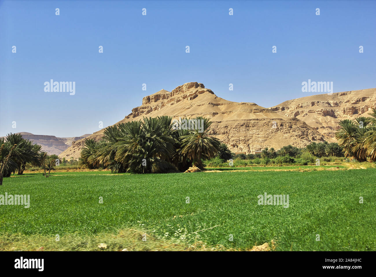 Die Landschaft in den Bergen im Wadi Hadhramaut, Jemen Stockfoto