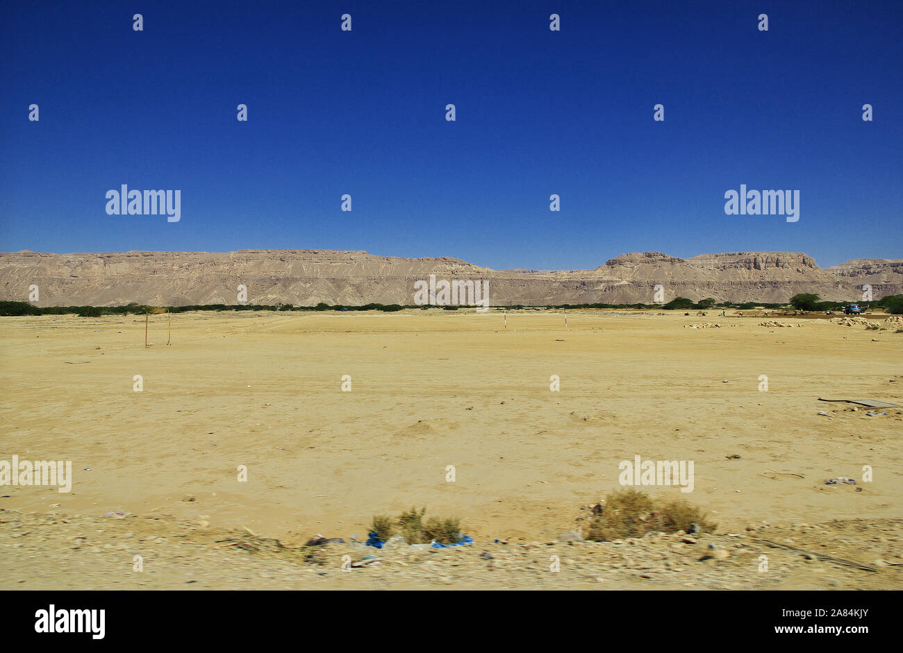 Die Landschaft in den Bergen im Wadi Hadhramaut, Yeme Stockfoto