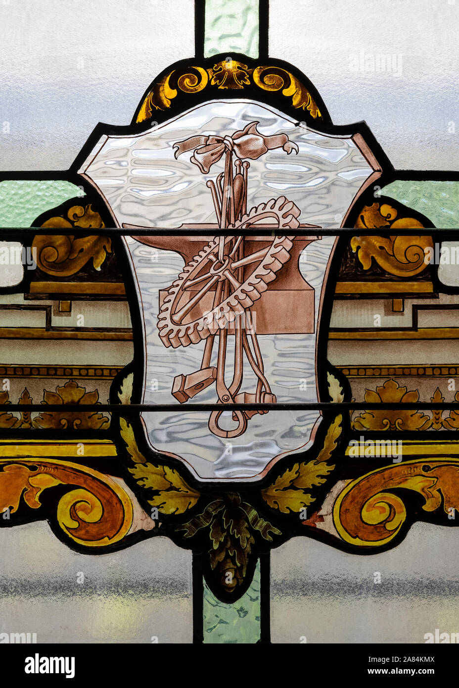 Aspekte der Yorkshires Industriekultur, Ossett Rathaus, Ossett, Yorkshire, Großbritannien Stockfoto