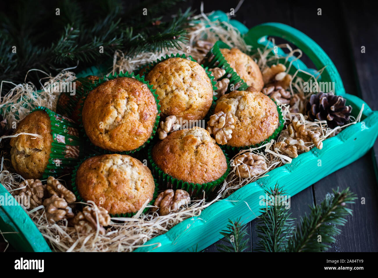 Neues Jahr und Weihnachten Carrot-Nut Muffins Stockfoto