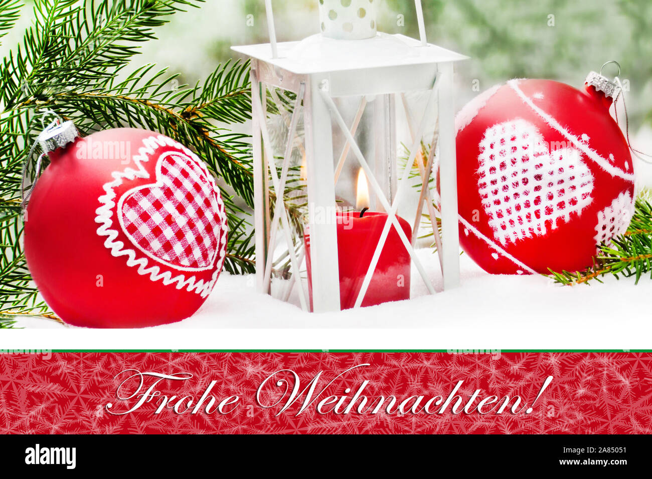 Weihnachtsdekoration mit Laterne Stockfoto