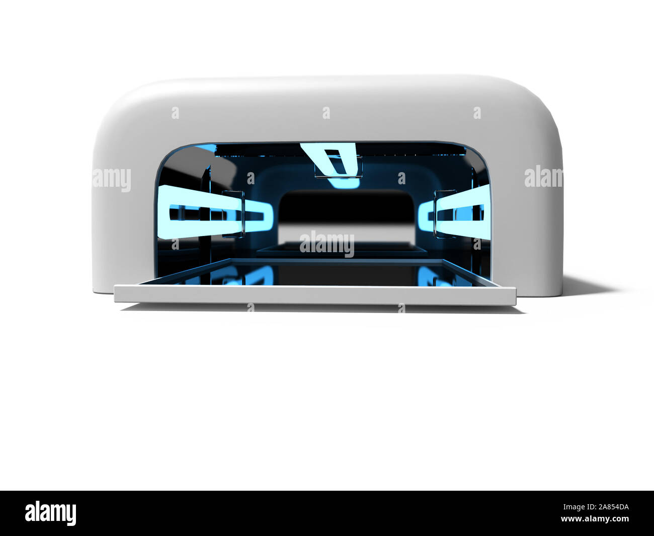 Moderne UV-Lampe für Nail Art 3D-Render auf weißem Hintergrund mit Schatten Stockfoto