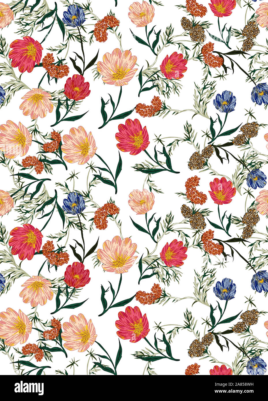 Nahtlose floral background Schal Kunst abstrakt design Textil. Nahtlose schöne künstlerische hellen tropischen Muster bunten Stoff Blumenmuster. Stockfoto