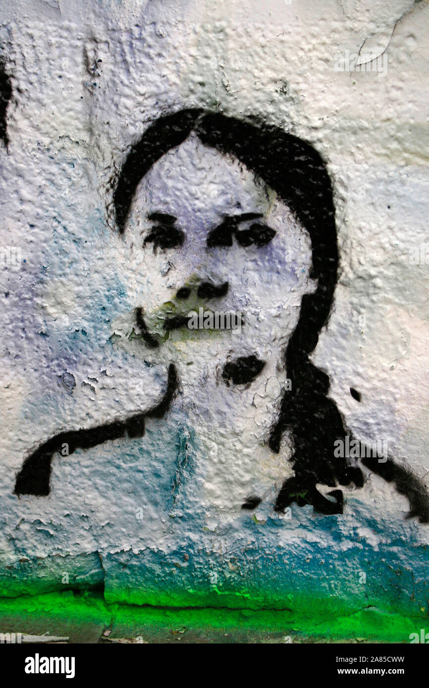 Graffity, das "Freitags für zukünftige "Aktivistin Greta Thunberg darstellt, Wien, Österreich / Wien, Österreich (nur fuer redaktionelle Verwendung. Keine W Stockfoto